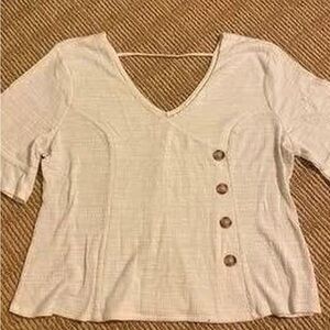 Chic White Button-Accent Women's Blouse